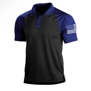 NIP Short Sleeve American Patriotic Raglan Golf Polo Top Size S